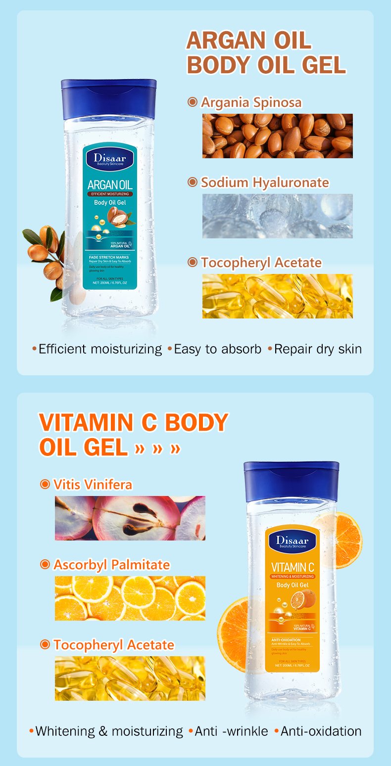 DS5193 200ml VC Body Oil Gel - Brightening & Hydrating Body Care with Vitamin C | LivePro Beauty supplier