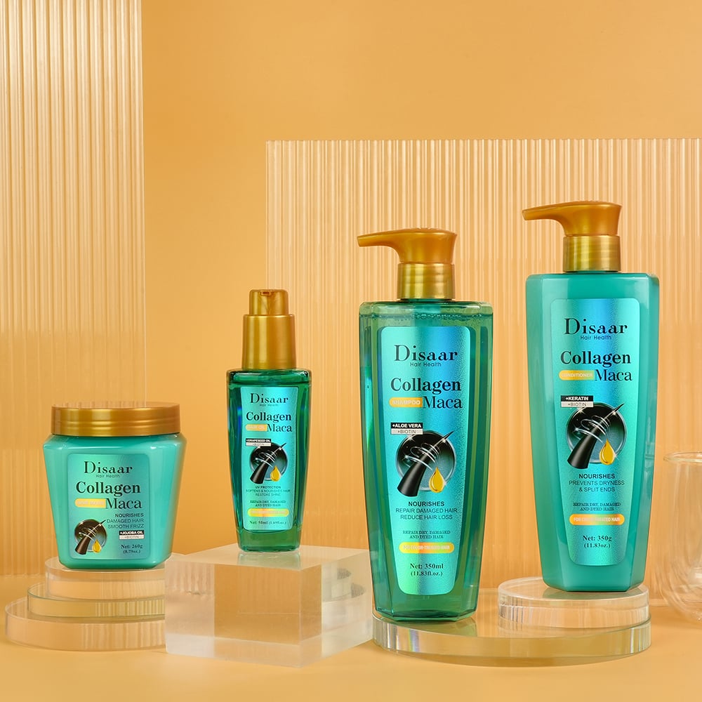¿Desea reparar el cabello seco, dañado o teñido? Los productos de cuidado capilar con maca y colágeno pueden ayudarle.