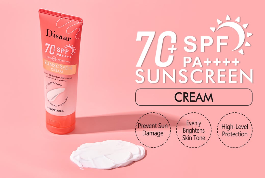 Disaar 80g  SPF70+ Sunscreen Cream PA++++ for Brightening and Outdoor Protection