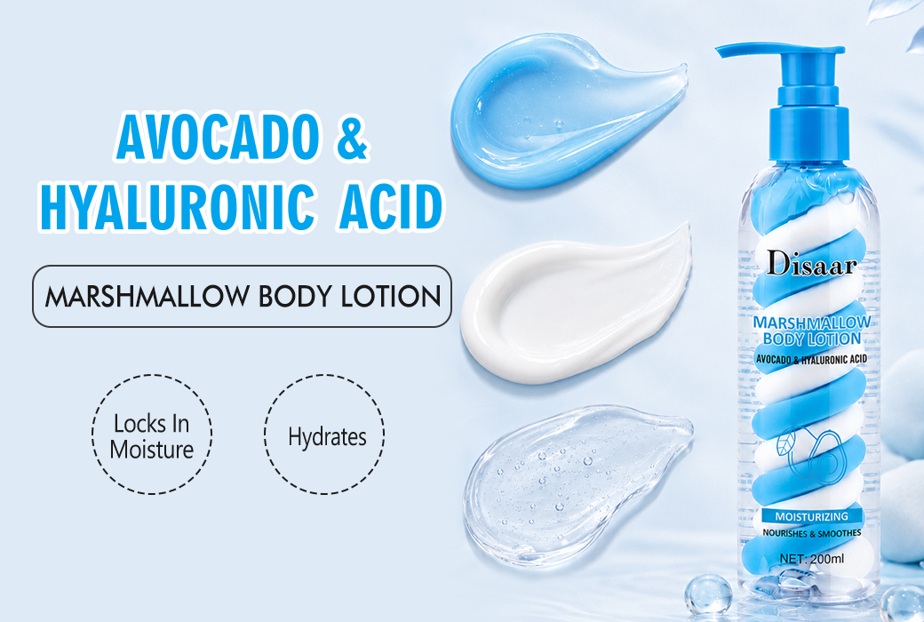 Disaar 200ml Avocado & Hyaluronic Acid Marshmallow Body Lotion for Moisturizing & Hydrating