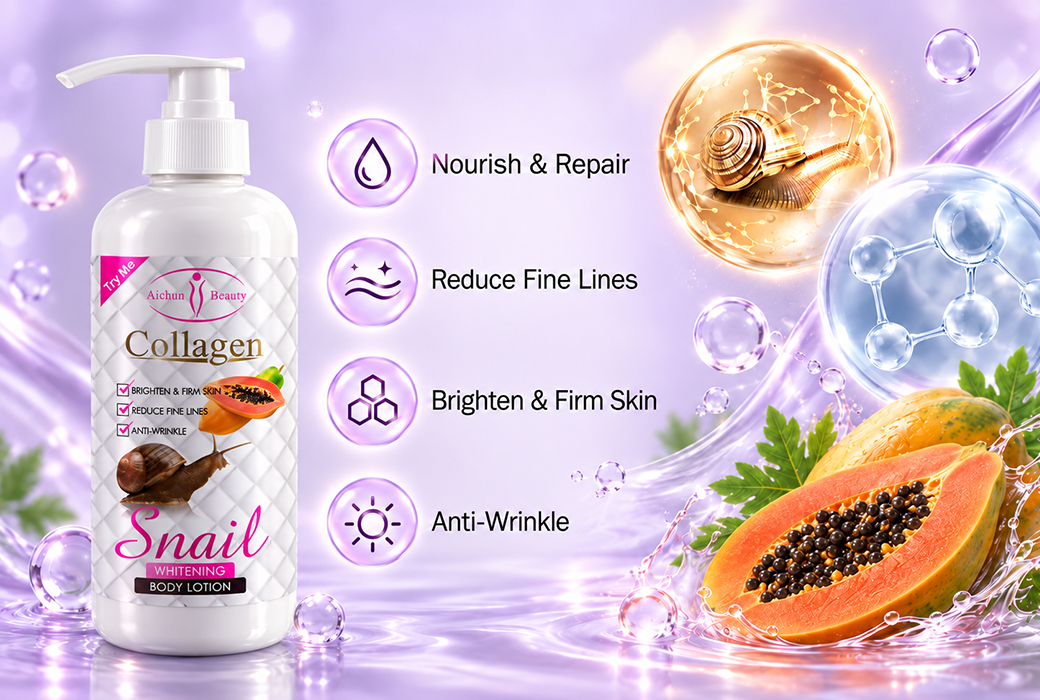 Aichun Beauty 500ml Snail & Collagen & Papaya Whitening Body Lotion