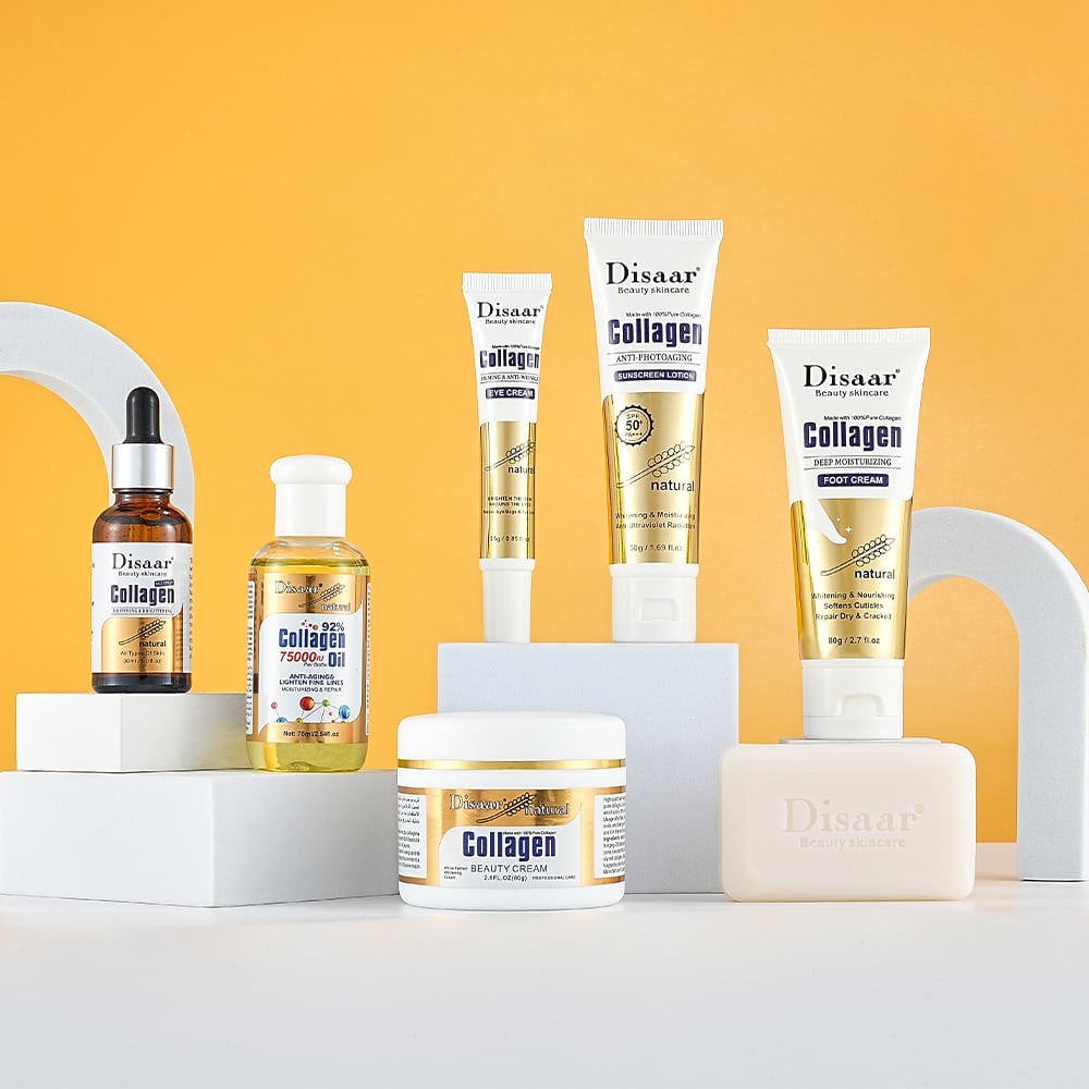 Serie de Cuidado Facial y Corporal Disaar con Colágeno Antiarrugas, Blanqueadora, Reparadora e Hidratante