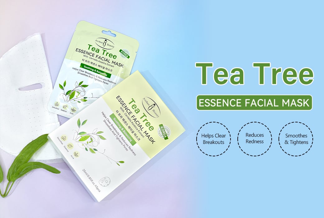 Aichun Beauty 25ml × 5pcs Tea Tree Soothing & Balancing Wholesale Facial Sheet Mask for Oil Skin