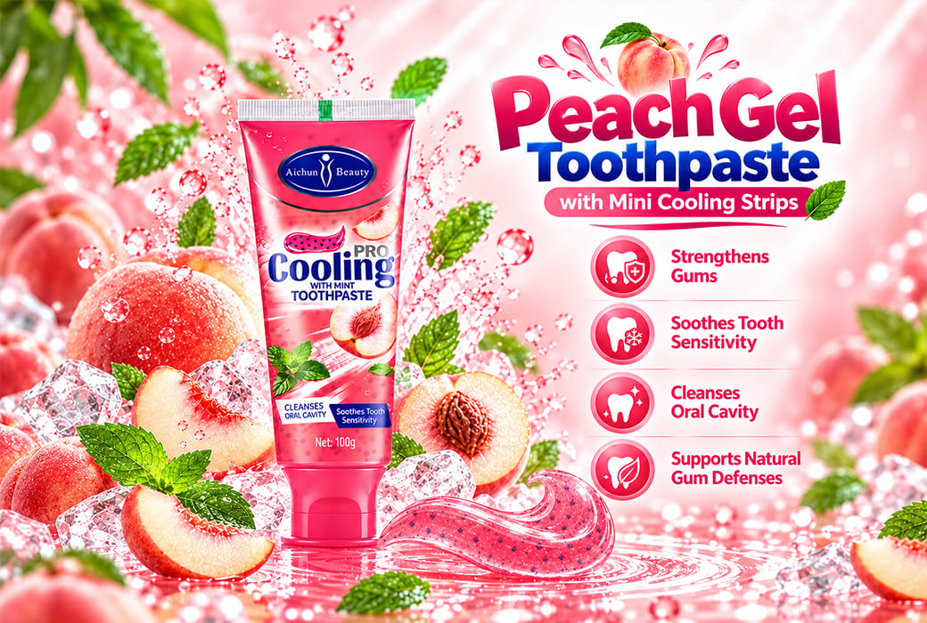 White peach cooling gel toothpaste