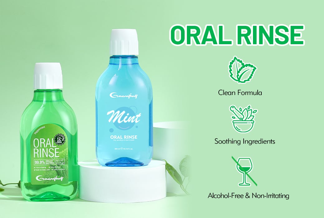 Guanjing 300ml Peppermint Oral Rinse Wholesale Supply Alcohol-Free Mouthwash for Daily Fresh Breath & Oral Care