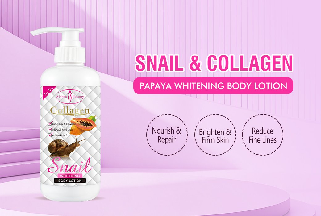 Aichun Beauty 500ml Snail & Collagen & Papaya Whitening Body Lotion