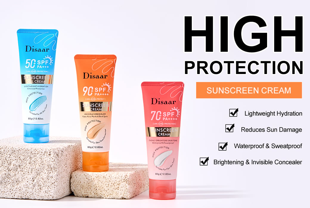 Disaar 80g High Protection Sunscreen Series Wholesale SPF 50 Sun Protection Gel Cream SPF 70 SPF 90 Sunblock Cream