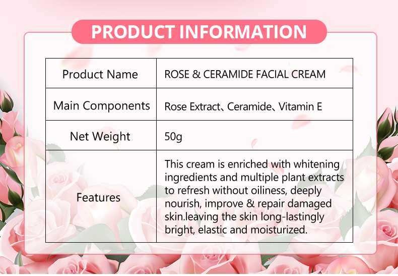 DS5304 50g Rose & Ceramide Facial Cream - Hydrating & Repairing Moisturizer for All Skin Types | LivePro Beauty details