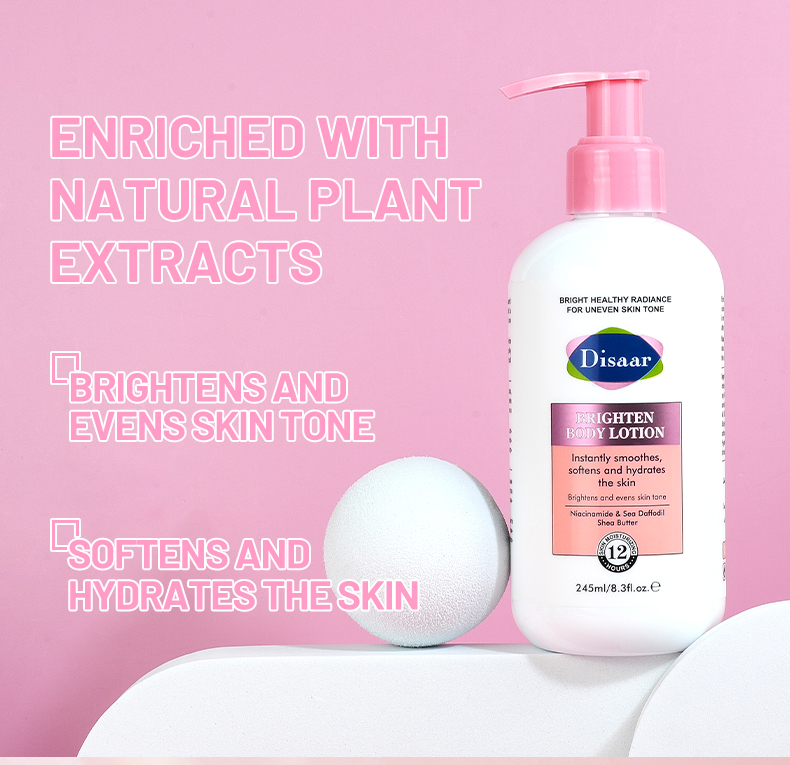 DS5605 Disaar Niacinamide Brightening Body Lotion - 245ml, Shea Butter & Plant Extracts, Moisturizing & Even Skin Tone, Lightening Body Lotion for Soft, Smooth Skin details