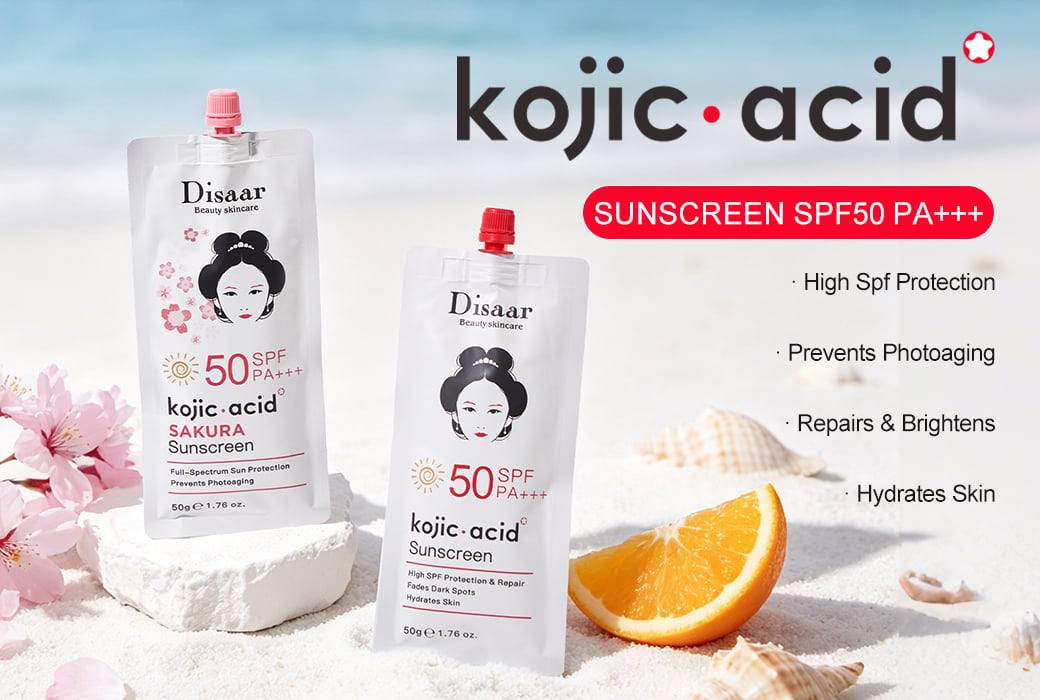 Disaar Kojic Acid Sunscreen SPF50 PA+++ Series for Daily UVA UVB Protection and Skin Care Brightening Sunscreen Wholesale Supplier
