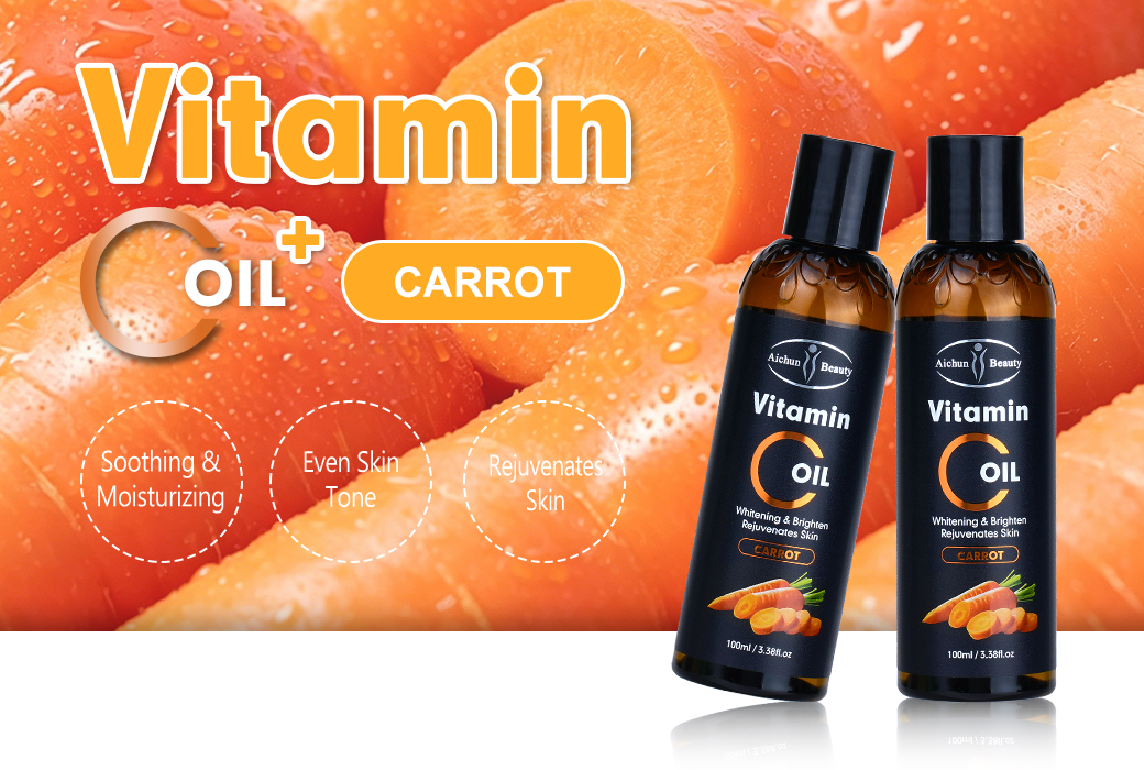 Aichun Beauty 100ml Vitamin C & Carrot Essential Oil Soothing and Moisturizing Oil for Even-Looking Skin