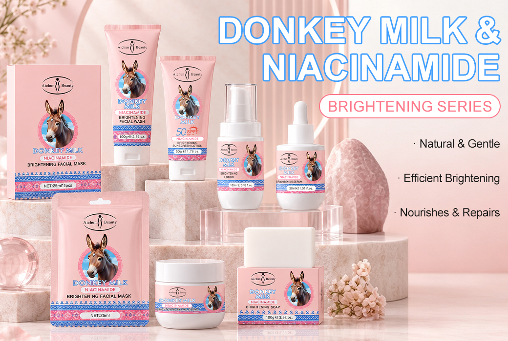 Aichun Beauty Donkey Milk & Niacinamide Brightening Skincare Series for Distribution and Private Label