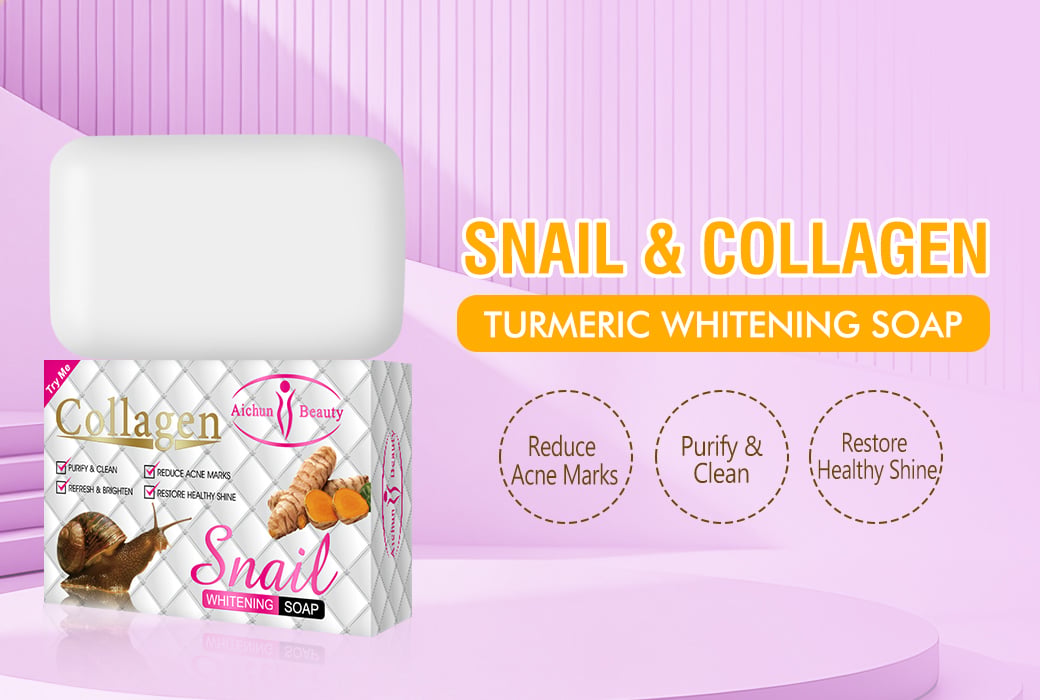 Aichun Beauty 100g Snail & Collagen & Turmeric Whitening Soap