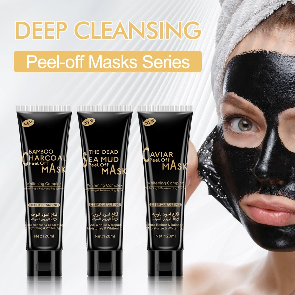 Aichun Beauty 120ml Deep Cleansing Black Peel-Off Mask Series With Bamboo Charcoal Dead Sea Mud & Caviar For Distribution Private Label