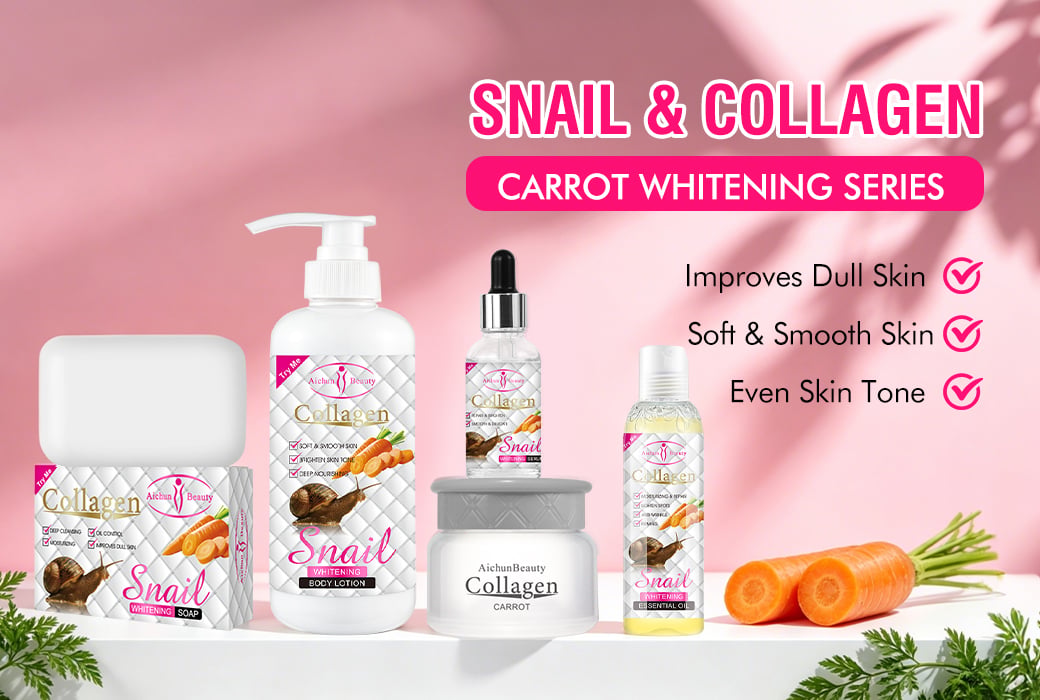 Aichun Beauty Snail Collagen Carrot Nourishing Brightening Skincare Series for Dull, Rough and Unbalanced Skin