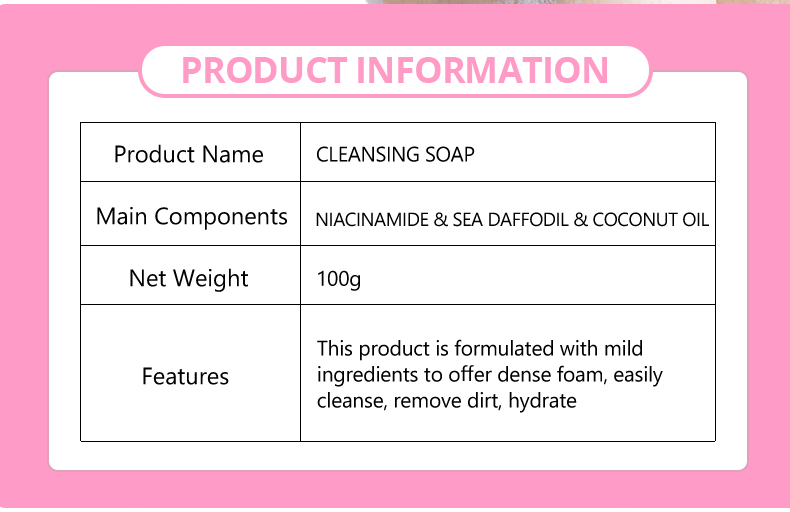 DS5604 Disaar Niacinamide Brightening Cleansing Soap - 100g, Handmade with Coconut Oil Extract, Moisturizing & Lightening, Reduces Acne Scars, Body & Face Soap details