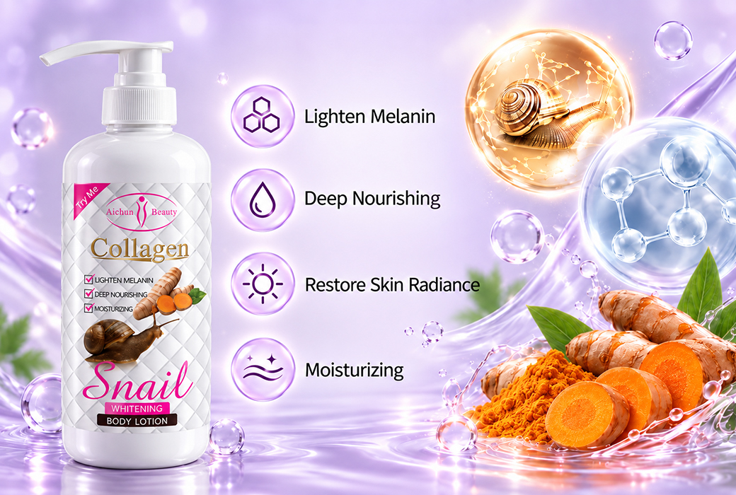 Aichun Beauty 500ml Snail & Collagen & Papaya Whitening Body Lotion