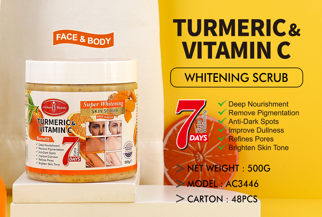 AC3446 Aichun Beauty 500g Turmeric & Vitamin C Whitening Scrub Exfoliating & Smoothing