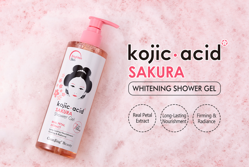 Guanjing 320ml Kojic Acid & Sakura Whitening Shower Gel