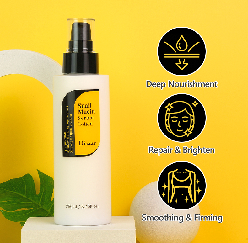 DS5475 Disaar Snail Mucin Serum Lotion - 250ml, With Hyaluronic Acid & Ceramide, Firming & Lightening Body Lotion, Moisturizing & Smoothing for Soft, Healthy Skin manufacture
