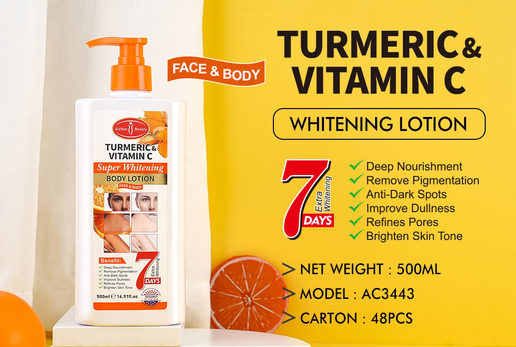 AC3443 Aichun Beauty 500ml Turmeric & Vitamin C Whitening Lotion Moisturizing & Brightening