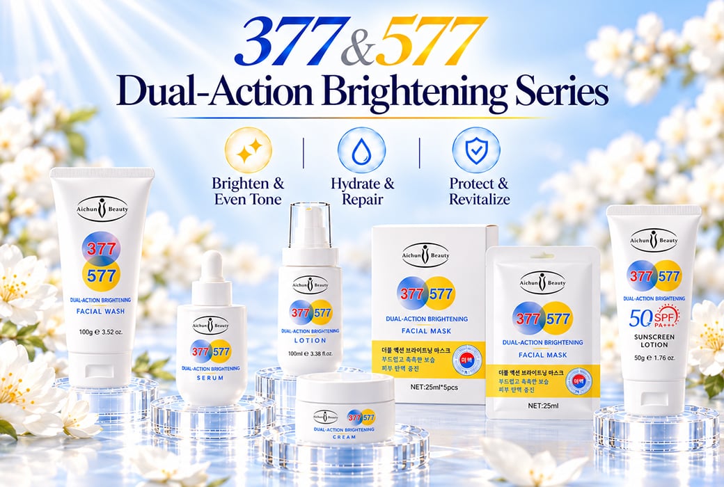 Aichun Beauty 377 & 577 Dual-Action Brightening Skincare Series For Wholesale Supply Private Label