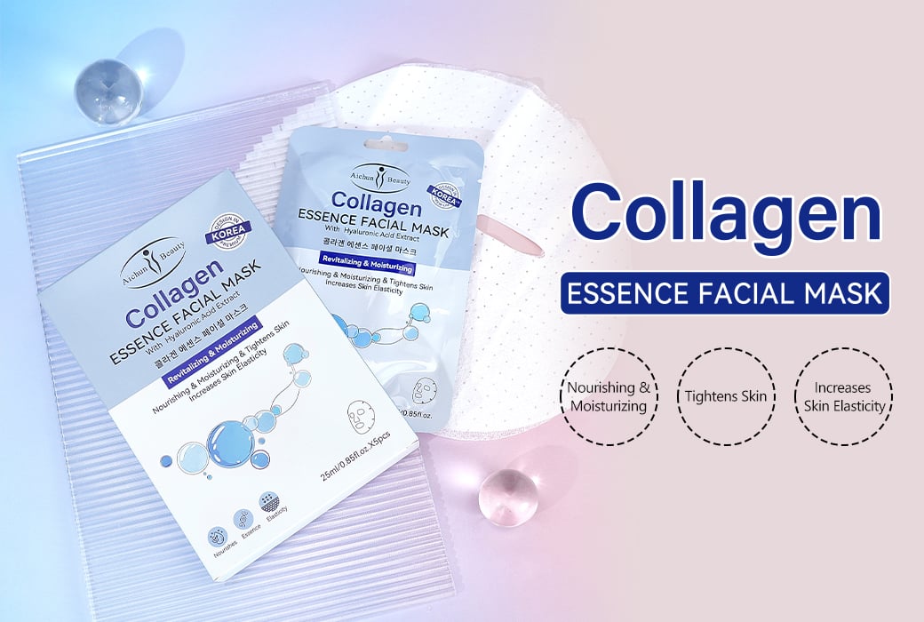 Aichun Beauty 25ml × 5pcs Collagen Revitalizing & Moisturizing Facial Sheet Mask for Dry Skin Wholesale