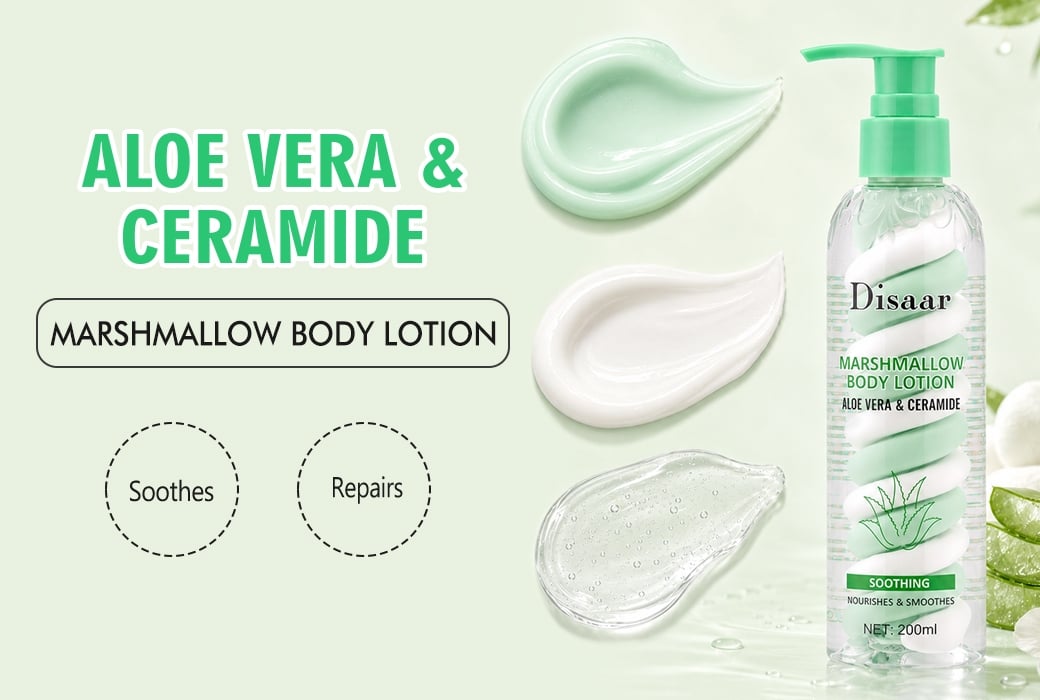 Disaar 200ml Aloe Vera & Ceramide Marshmallow Body Lotion for Soothing & Skin Barrier Care