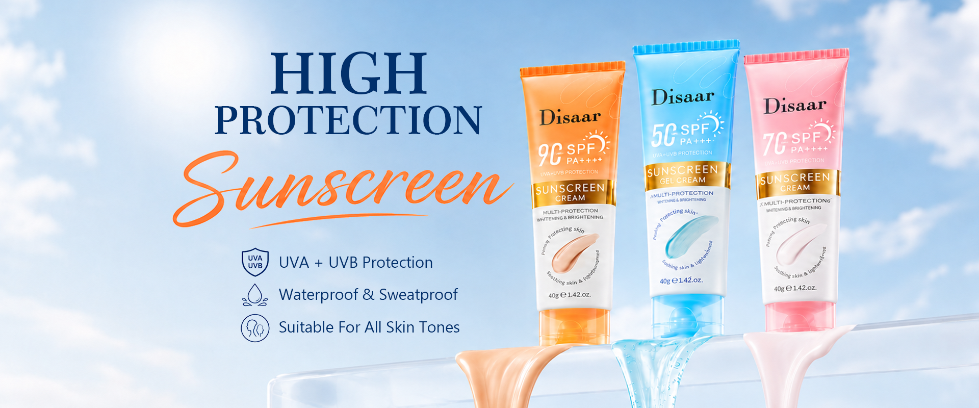 Serie de protector solar Disaar de alto FPS para distribución