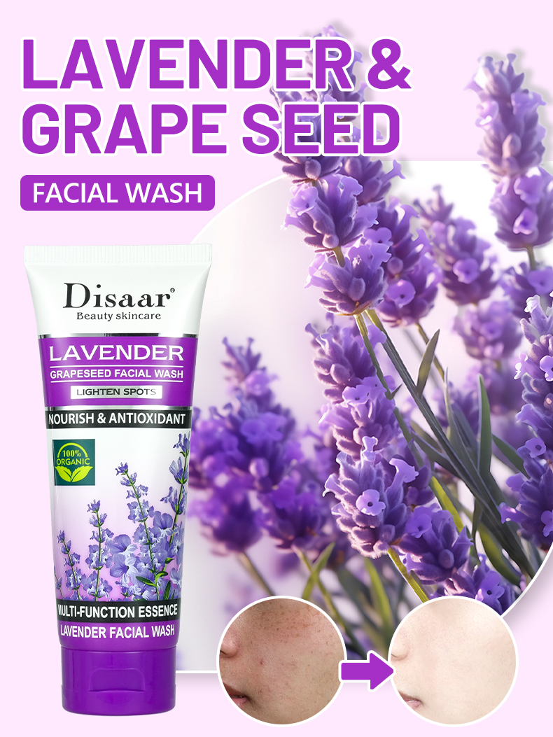 DS5741 100g Lavender & Grape Seed Facial Wash - Soothing & Purifying Cleanser for All Skin Types | LivePro Beauty factory