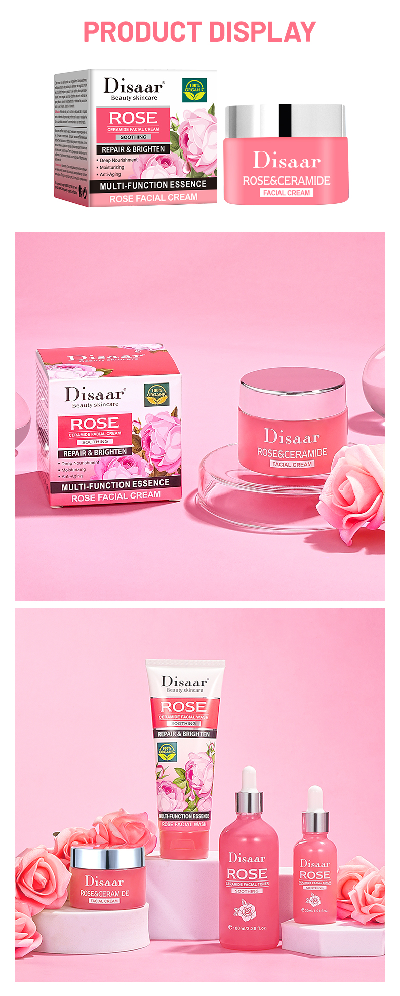 DS5304 50g Rose & Ceramide Facial Cream - Hydrating & Repairing Moisturizer for All Skin Types | LivePro Beauty factory