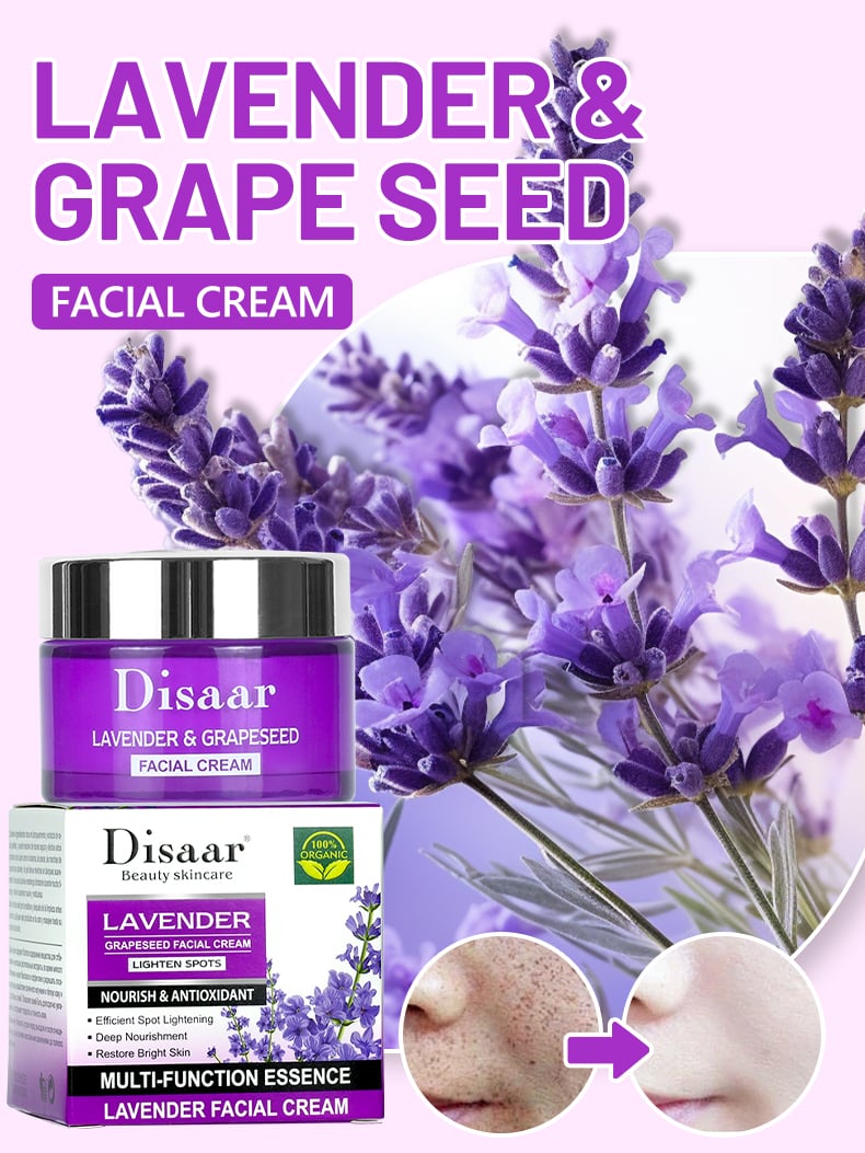 DS5744 50g Lavender & Grape Seed Facial Cream - Soothing & Nourishing Moisturizer for All Skin Types | LivePro Beauty details