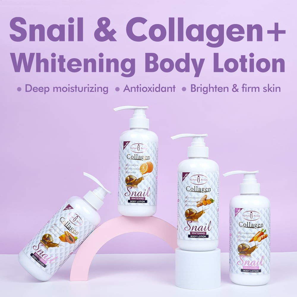 Aichun Beauty 500ml Snail & Collagen Whitening Body Lotion Series For Wholesale Supply, Import and Private Label