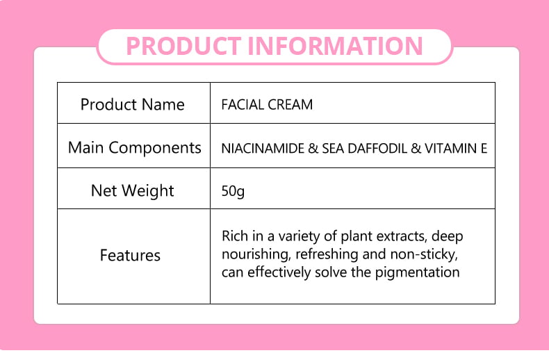 DS5603 Disaar Niacinamide Brightening Facial Cream - 50g, With Plant Extracts & Vitamin E, Nourishing & Moisturizing, Reduces Dark Spots for Fairer Skin manufacture