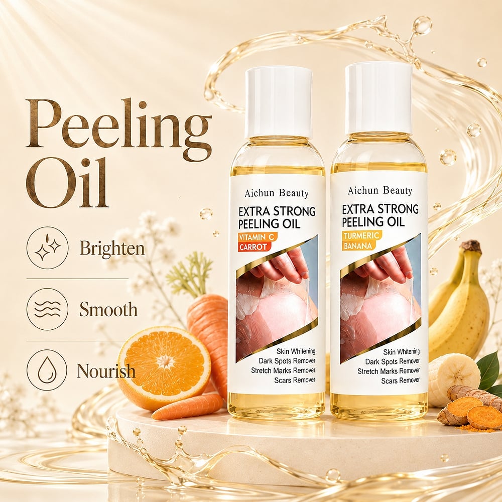 Aceite exfoliante Aichun Beauty al por mayor, 110 ml, para iluminar el cuerpo y mejorar la apariencia de la piel opaca, áspera y desigual