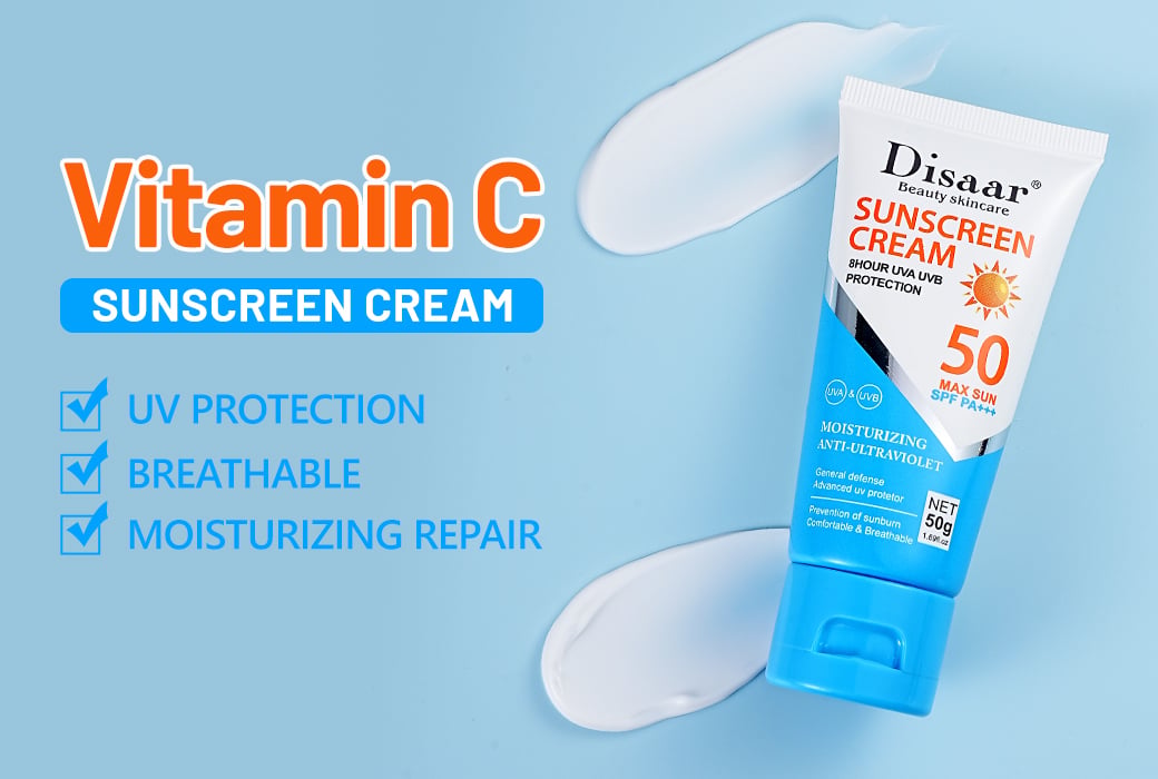 Disaar 50g SPF50+ PA+++ Vitamin C Sunscreen Cream Moisturizing Anti-Ultraviolet Sunscreen for Daily Use