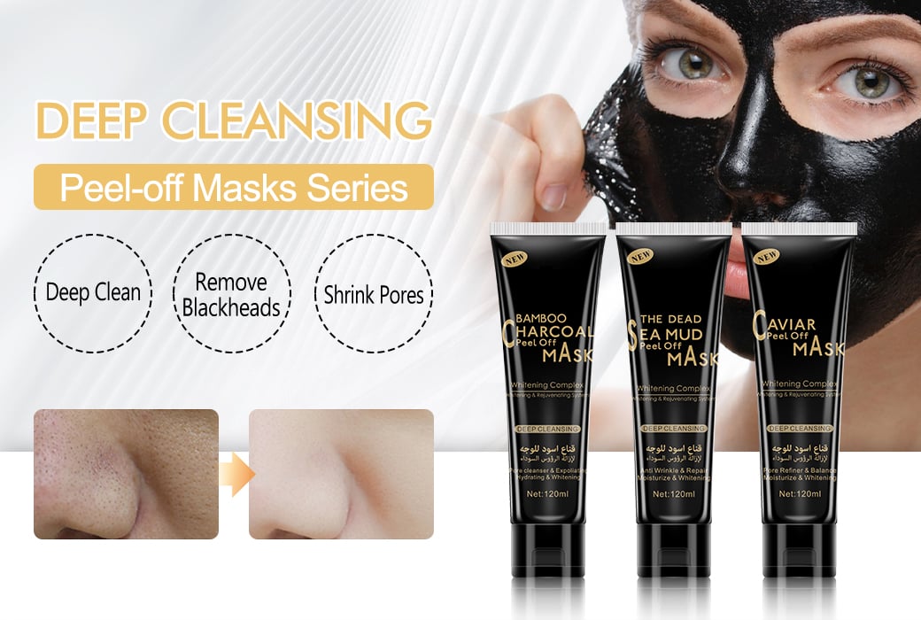 Aichun Beauty 120ml Deep Cleansing Black Peel-Off Mask Series with Bamboo Charcoal Dead Sea Mud & Caviar for Distribution & Private Label