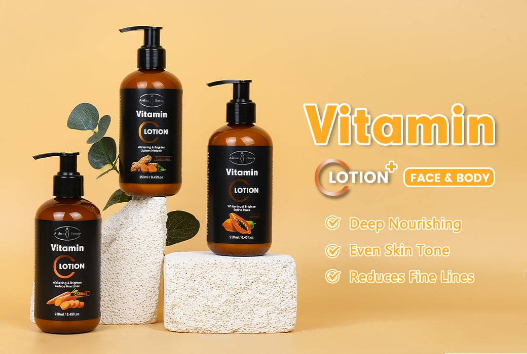 Aichun Beauty Vitamin C Face & Body Essential Lotion Series 250ml Multi-Purpose Brightening Lotion Distribution Supply