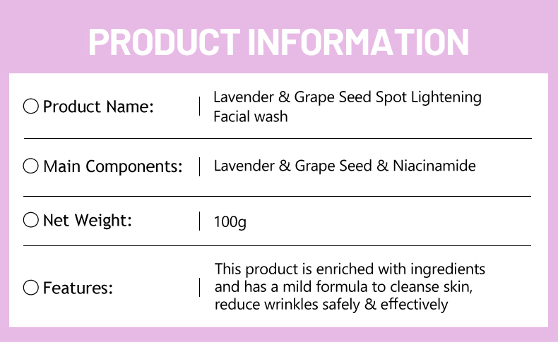 DS5741 100g Lavender & Grape Seed Facial Wash - Soothing & Purifying Cleanser for All Skin Types | LivePro Beauty supplier