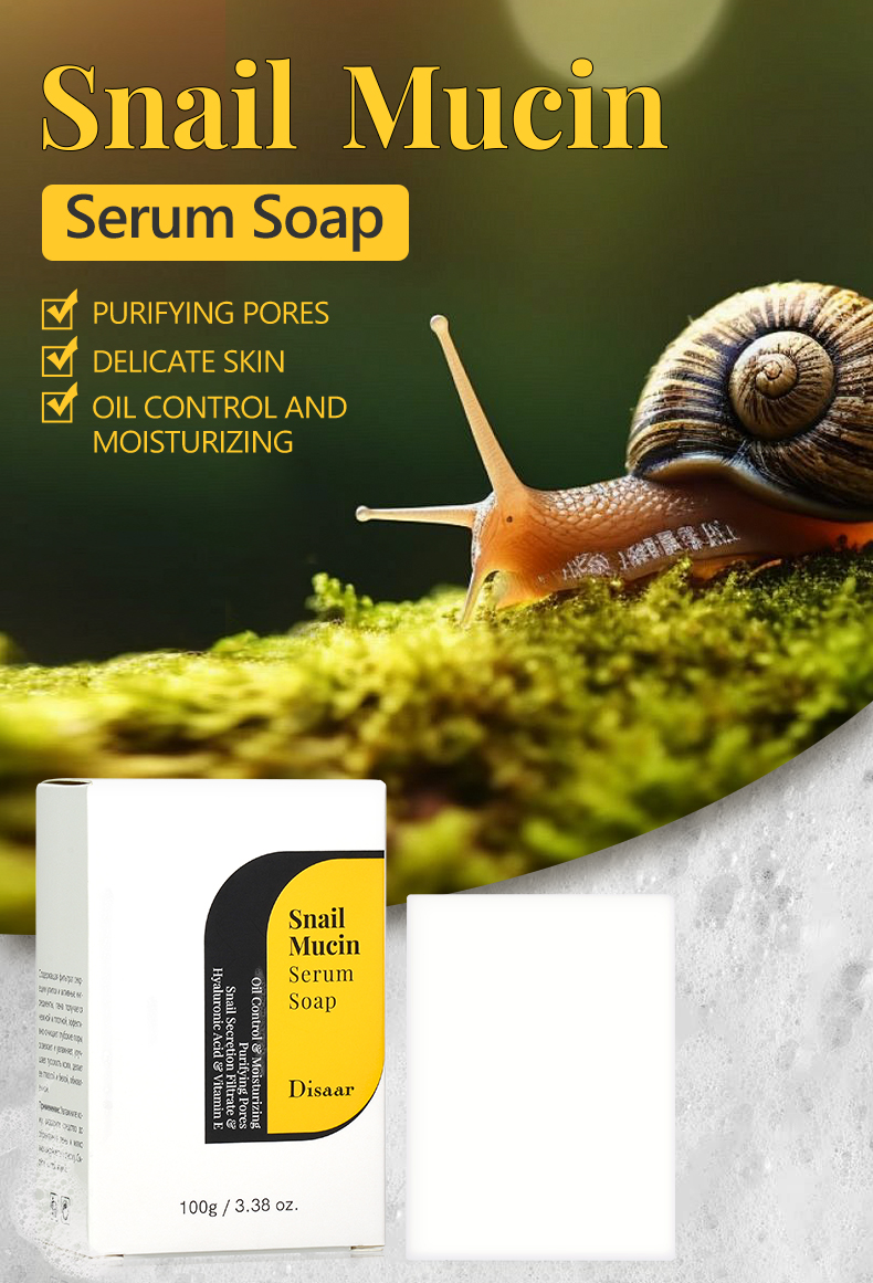 DS5474 Disaar Snail Mucin Serum Soap - 100g, Oil Control & Pore Shrinking, Moisturizing & Skin Lightening, Body & Facial Cleansing Soap for Glowing Skin factory