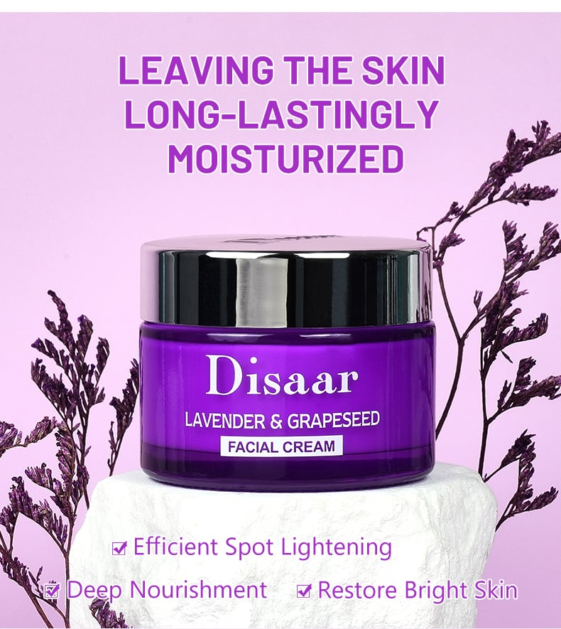 DS5744 50g Lavender & Grape Seed Facial Cream - Soothing & Nourishing Moisturizer for All Skin Types | LivePro Beauty factory