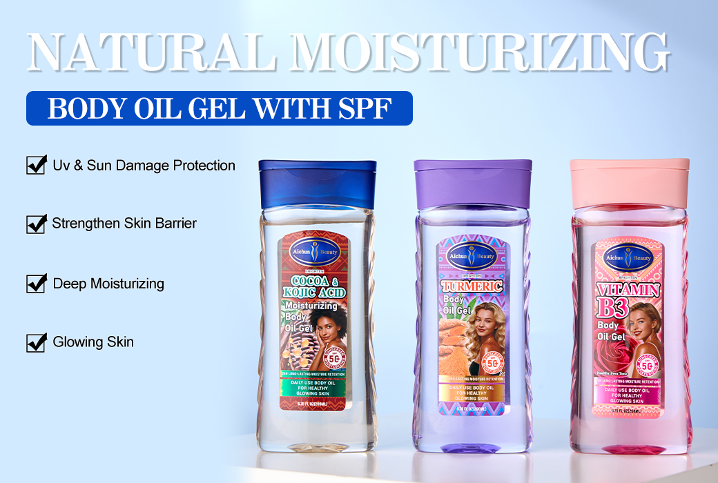 Aichun Beauty 200ml SPF 50 Moisturizing Body Oil Gel Series Daily Body Oil Gel for Moisture Glow and Sun Care