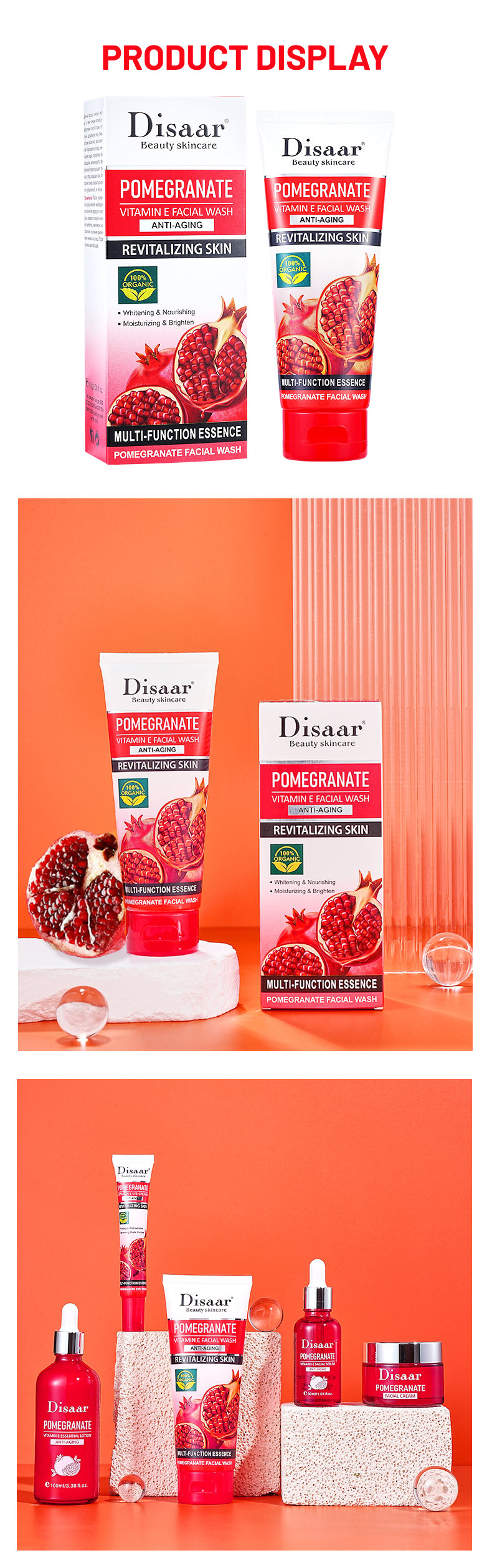 DS5251 100g Pomegranate & Vitamin E Facial Wash - Gentle Cleansing & Antioxidant Boost | LivePro Beauty details