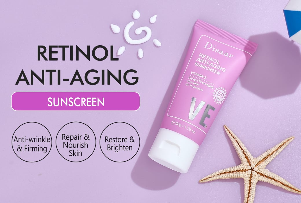 Disaar Retinol Sunscreen SPF50 for UV Defense and Anti-Aging Protection