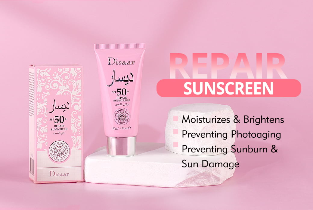 Disaar Collagen & Hyaluronic Acid Sunscreen SPF50+ in Arabic packaging