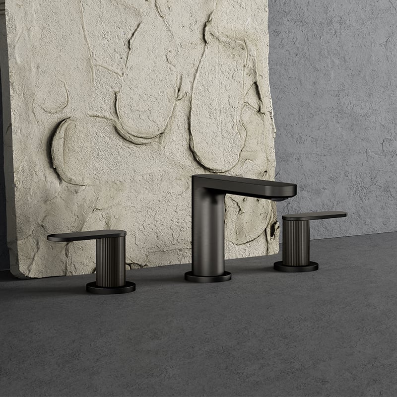 3 Holes Lavatory Faucet with Double Knurled Handles - Modern Design for Bathroom Vanities S75 1147
