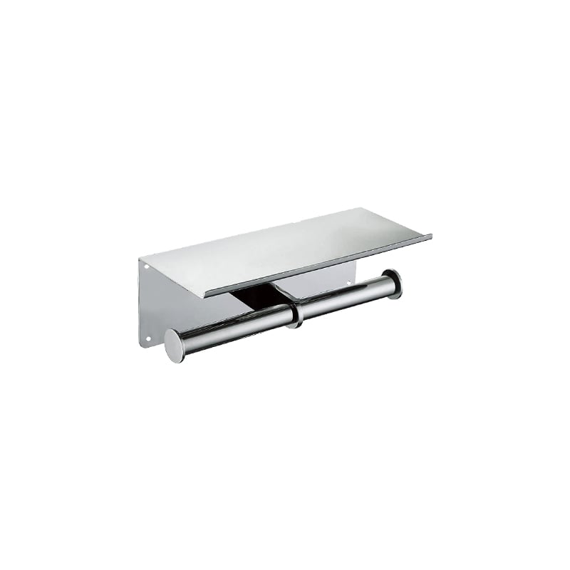 Double Toilet Paper Holder, Stainless Steel Toilet Tissue Roll Holder with Shelf, Wall Mount for Bathroom Cell Phone Rack 9510 T05038