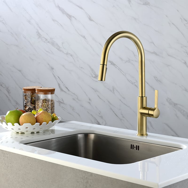 single hole pull down kitchen faucet   brass chrome for modern sinks-2