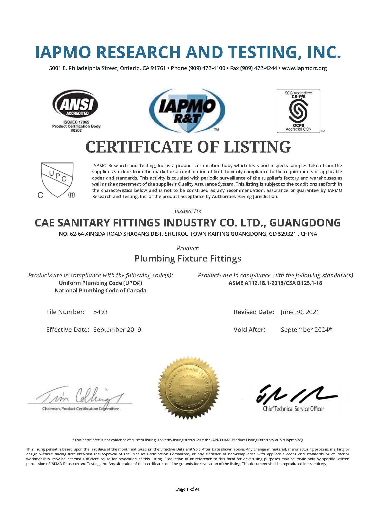 IAPMO RESEARCH AND TESTING.INC.-1