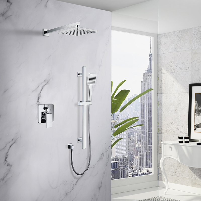 Concealed Bath/shower Mixer Pressure Balance valve Sliding bar with Hand shower set and wall mounted rain shower 